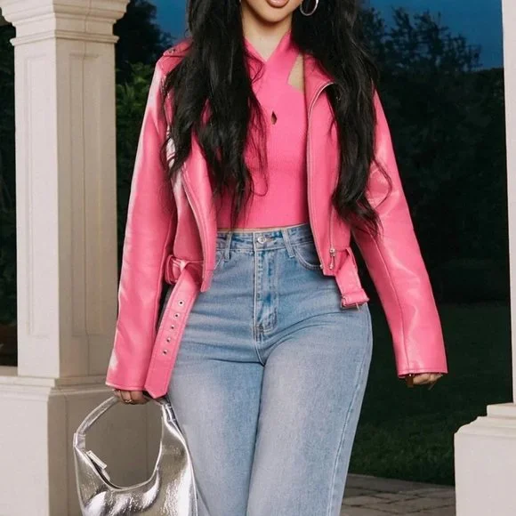 Pink Preppy Criss Cross Crop Womens Knit Top - Picture 5 of 5